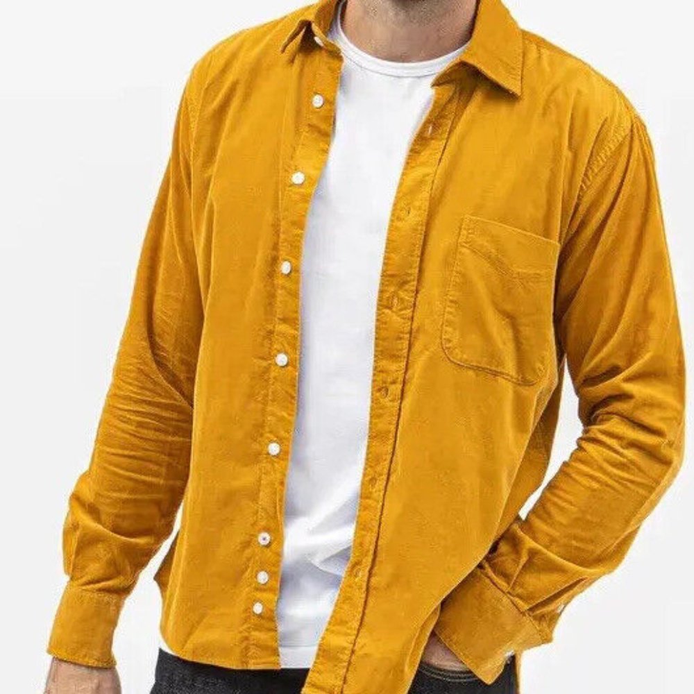Burrows & Hare cord button up Mens XL Mustard Needle Cord